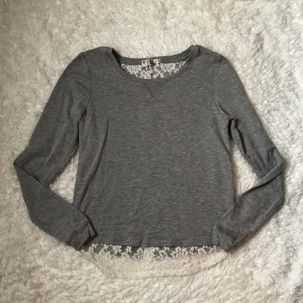 Lace back zipper shirt